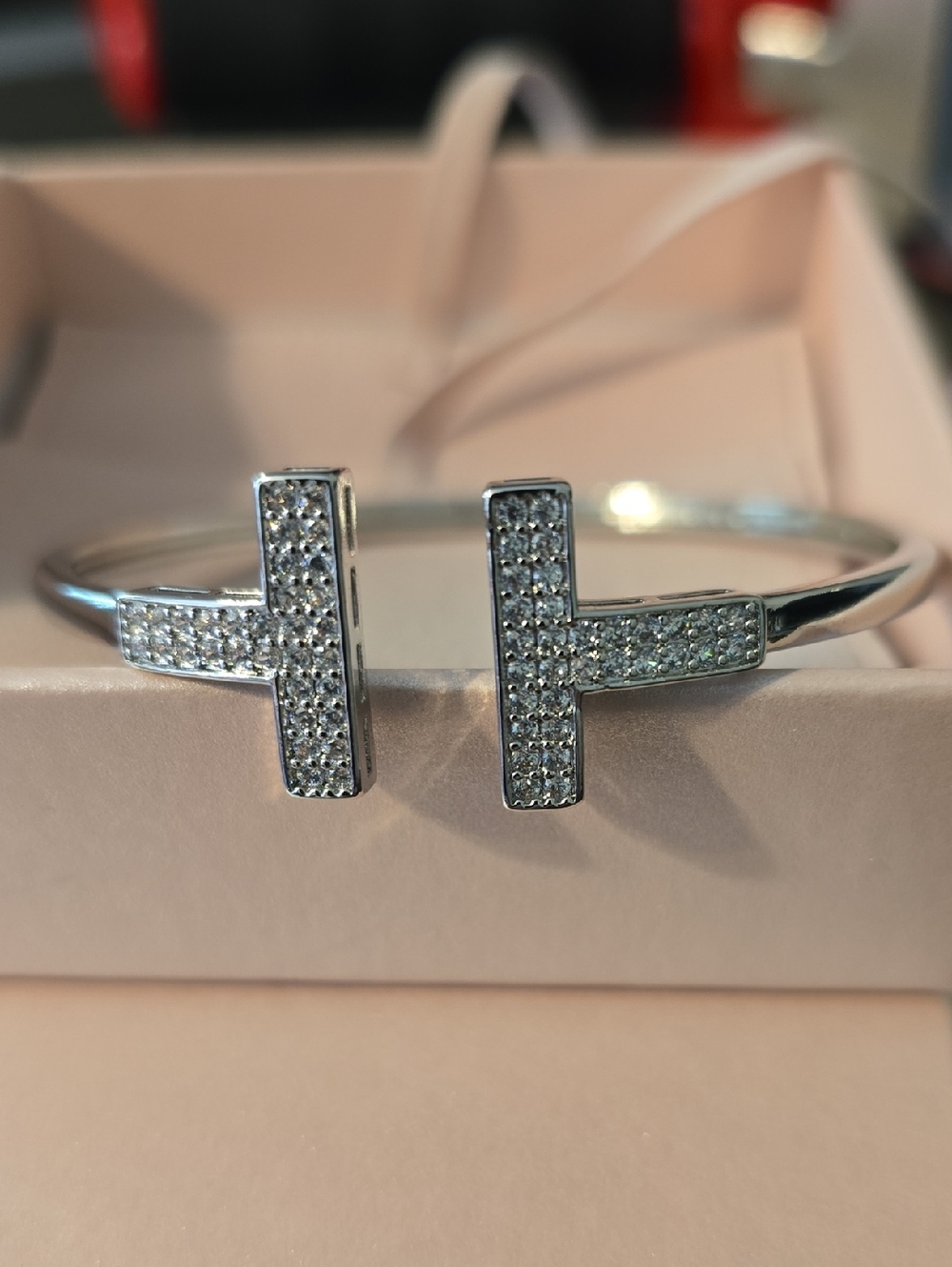 Silver Pavé Cross Cuff Bracelet - Women Jewelry